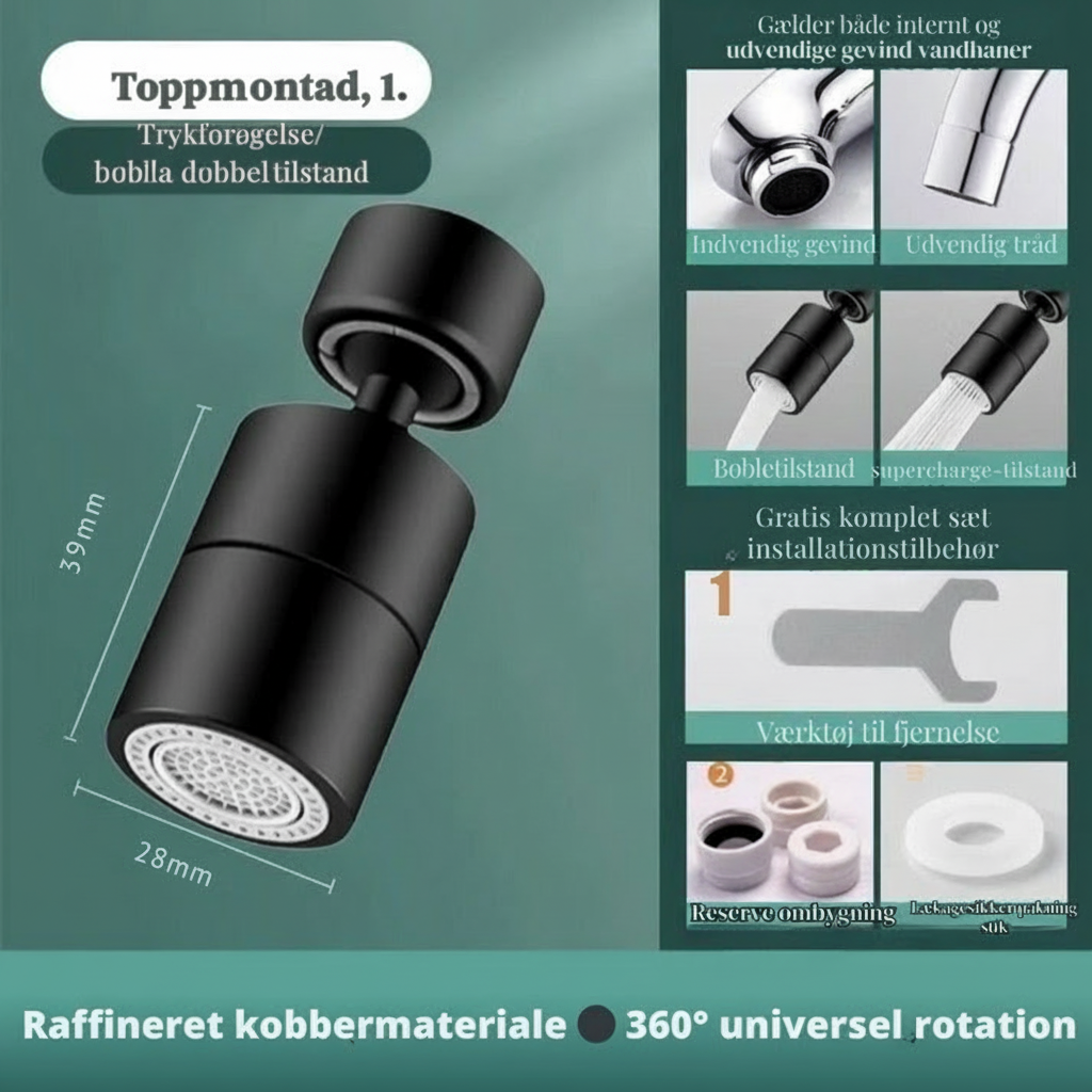 FlexiStrøm | 360-Graders Vattenkran