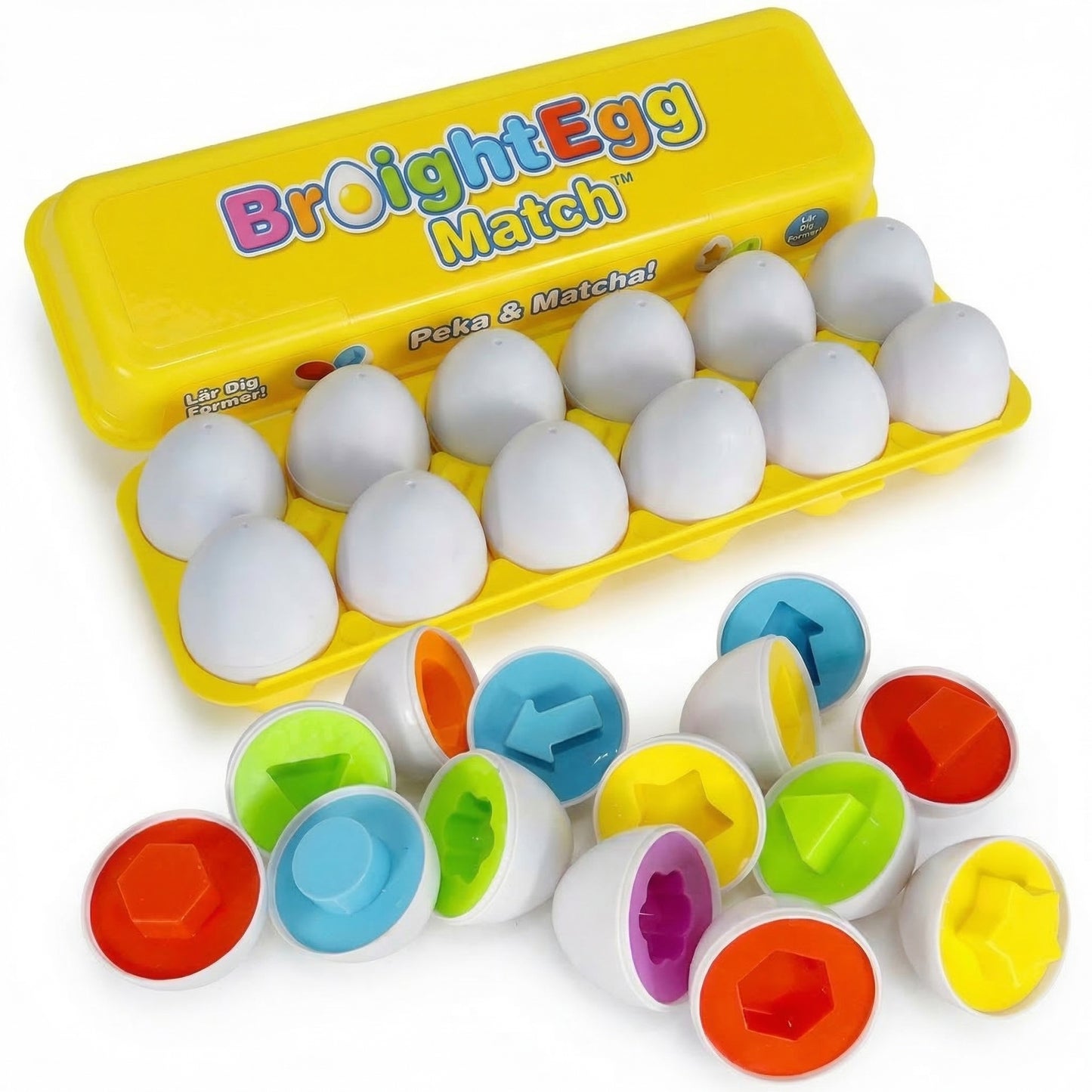 BrightEgg Match™ Hjärngympa för Barn – Rolig formlek i smart förvaringslåda