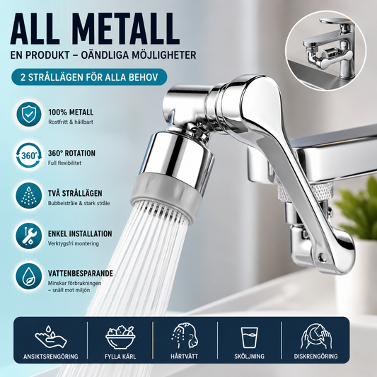 AquaRotate Max™ Kranmunnstykke – 1080° rotasjon med to vannmoduser