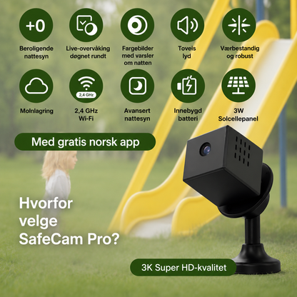 SafeCam Pro™ | Alltid beskyttet – selv uten internett eller strøm