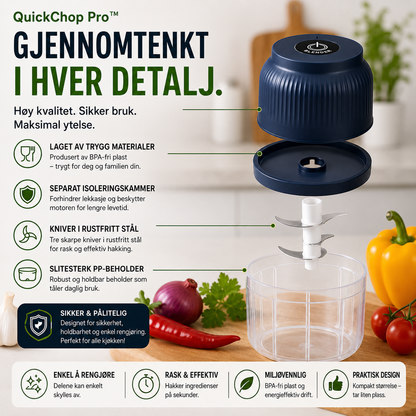 QuickChop Pro™ Minihakker – Trådløs matlaging med ett tastetrykk