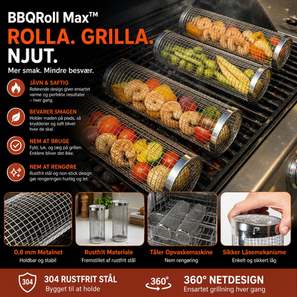 BBQRoll Max™ Grillkorg – Rostfritt stål för jämn grillning utan spill