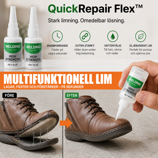 QuickRepair Flex™ Superlim – Hurtigtørkende lim for hjem, hobby og reparasjoner