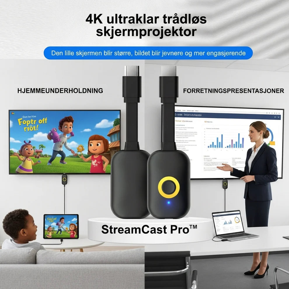StreamCast Pro™ Trådløs Skjermspeiling – Større bilde, rett på TV-en