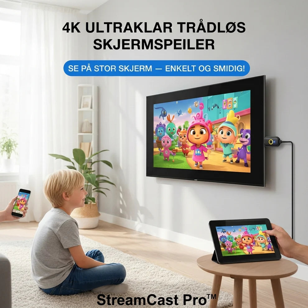 StreamCast Pro™ Trådløs Skjermspeiling – Større bilde, rett på TV-en