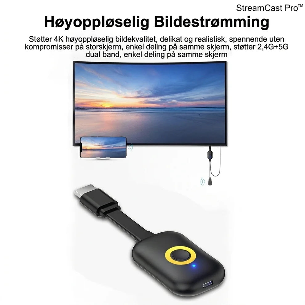 StreamCast Pro™ Trådløs Skjermspeiling – Større bilde, rett på TV-en