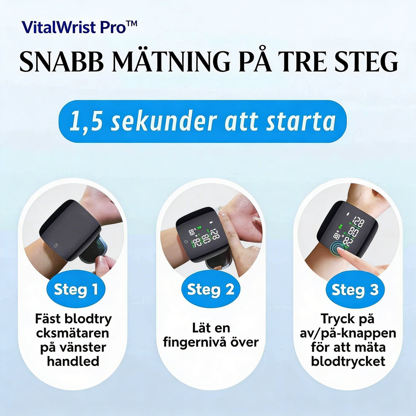 VitalWrist Pro™ Digital Handledsmätare – Smidig hälsokontroll med tydlig display