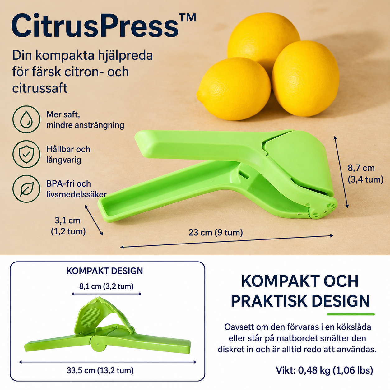 CitrusPress™ Juicer – Manuell citruspress för enkel och effektiv juicepressning