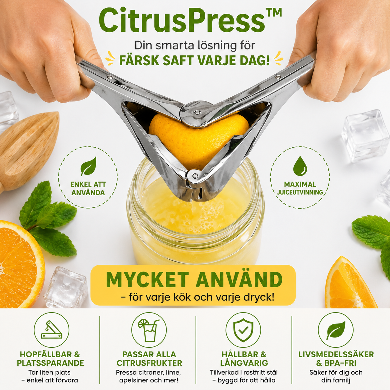 CitrusPress™ Juicer – Manuell citruspress för enkel och effektiv juicepressning