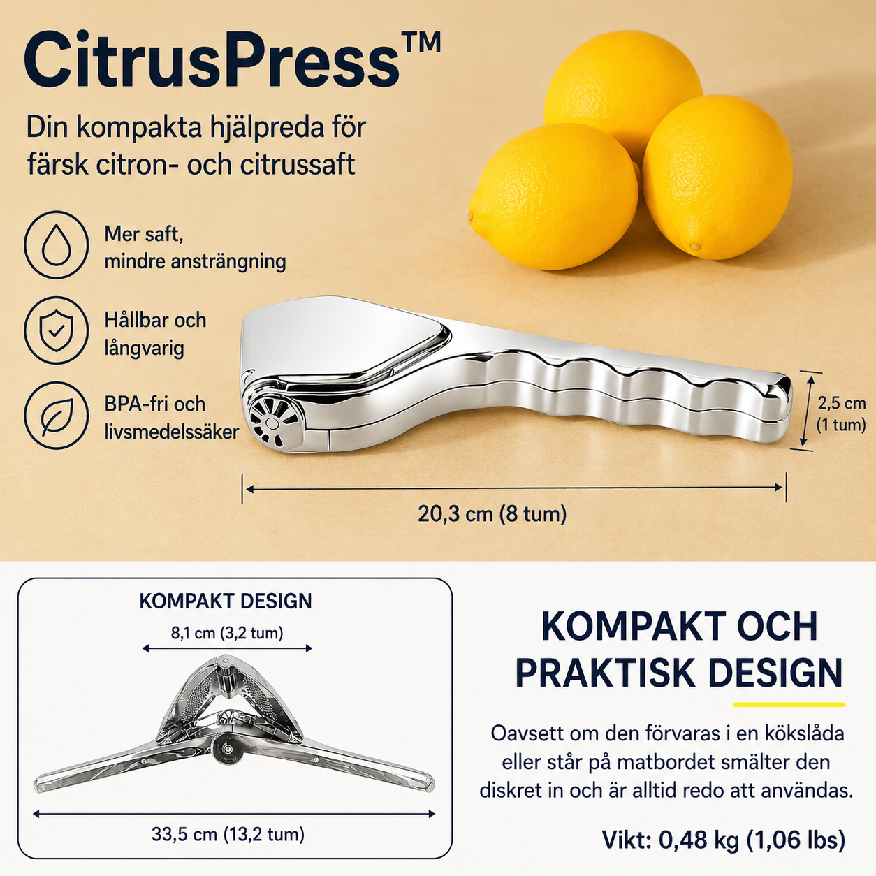CitrusPress™ Juicer – Manuell citruspress för enkel och effektiv juicepressning