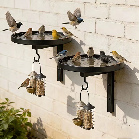 BirdHaven Pro™ Seinäasennettava lintukylpy – Tyylikäs vesipaikka puutarhan linnuille